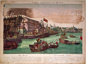 Vue du port de la ville de New York aux États-Unis, à gauche un chantier naval. L