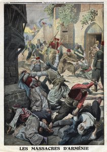 Première Guerre mondiale, Génocide arménien, Destruction de la population arménienne par les Turcs ottomans, Illustration du journal français Le Petit Journal, 12 décembre