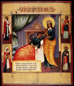 Icône de la Mère de Dieu La Guérisseuse, 18ème siècle - Anonymous Russian icon painter