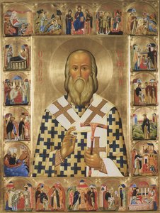 Saint Ignace Brianchaninov avec des scènes de sa vie, 20ème siècle - Anonymous Russian icon painter