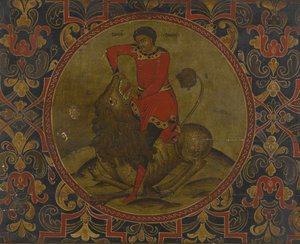 Samson combattant le lion, début du 18e siècle - Anonymous Russian icon painter