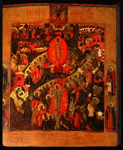 La Descente aux enfers, avec des saints sélectionnés, fin du XVIIe siècle - Anonymous Russian icon painter