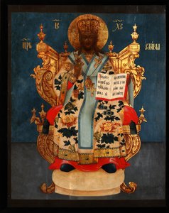 Le Sauveur en trône, 18e siècle - Anonymous Russian icon painter