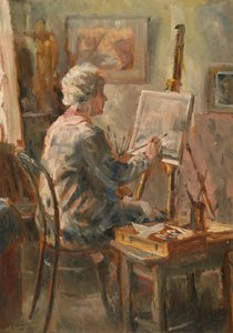 Artiste au travail dans le studio de Cor Visser, Ipswich