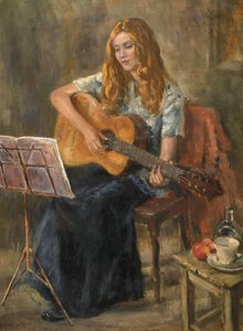 Nichola jouant de la guitare - Anthea Durose