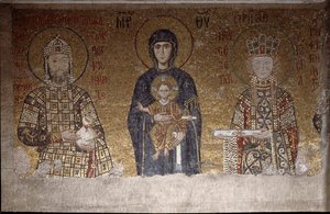 La Vierge assise entre Jean II Comnène et son épouse Irène de Hongrie - Anthemius of and Miletus Isidore of Tralles