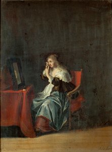 Les cinq sens : la vue (peinture sur bois)