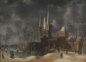 La Luttekepoort à Harderwijk en hiver - Anthonie Beerstraaten