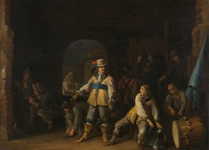 Soldats dans une salle de garde