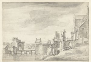 Vue de ruines au bord d