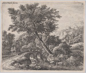 Berger sur un petit pont - Anthonie Waterloo