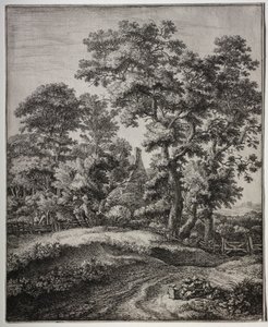 Six grands paysages verticaux : Une mère et trois enfants au repos - Anthonie Waterloo
