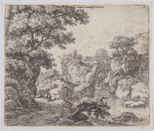 Le dôme et la cascade, 17ème siècle - Anthonie Waterloo