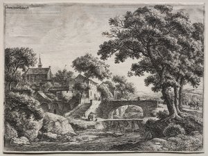 Douze paysages (H.95-106) : Les deux ponts - Anthonie Waterloo