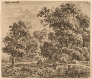 Paysage boisé avec un pont - Anthonie Waterloo