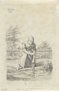 Femme lavant du Hainaut (Paysans et paysannes du Royaume-Uni des Pays-Bas)