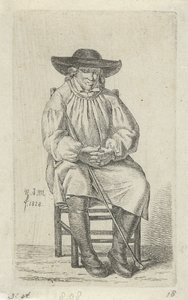 Homme assis avec un bâton (série: 12 petites études)