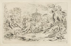 Nymphes et satyres devant un temple de Bacchus - Anthonie de Winter