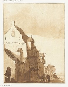 Maison avec brouette devant la porte - Anthonie van den Bos