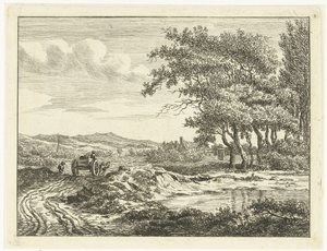 Charrette sur un chemin de campagne près des dunes - Anthonie van den Bos
