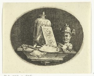 Nature morte avec palette, tableau et buste de Mercure - Anthonie van den Bos