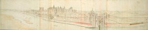 Palais de Hampton Court depuis la rivière, c.1544 - Anthonis van den Wyngaerde