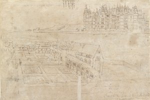 La façade fluviale du palais de Richmond et les jardins privés - Anthonis van den Wyngaerde
