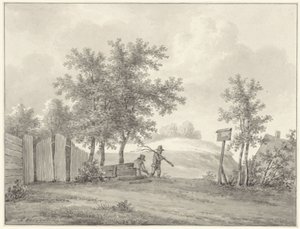 Paysage de dunes avec deux ramasseurs de bois - Anthony Oberman