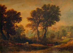 Château de Dunster : Coucher de soleil, vers 1850, 1935 - Anthony Vandyke Copley Fielding