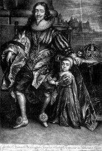 Charles Ier (1600-49) avec un fils - Anthony van (after) Dyck