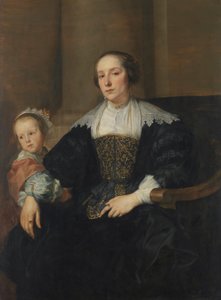 Allemand : Bildnis der Anna van Thielen, Gattin des Malers Theodoor Rombouts, mit ihrer Tochter Anna Maria Portrait d