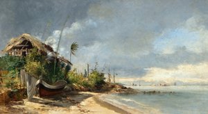 Vue de la plage, São Domingos, Niterói, RJ - Antonio Parreiras