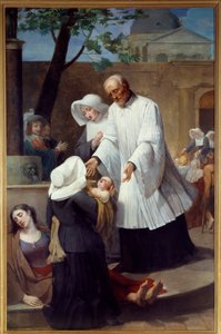 Saint Vincent de Paul (1581-1660) soignant les pestiférés