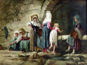 Paysans à une fontaine - Antoine Auguste Ernest Herbert or Hebert