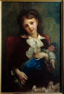 Portrait de Catherine de Bouchage enfant tenant une poupée dans les bras - Antoine Auguste Ernest Herbert or Hebert