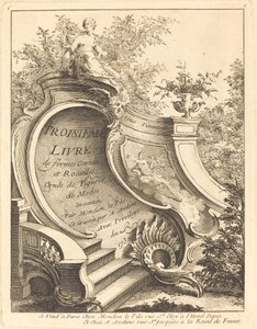 Troisième livre de formes Cartels et Rocailles, page de titre, 1736 - Antoine Aveline