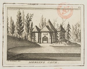 Vue de la Grotte de Merlin, Jardins de Kew, illustration tirée des 