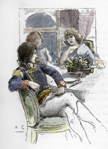 La chanteuse Giuseppina Grassini (1773-1850) jeune en présence de Berthier dans la chambre du premier consul Napoléon Bonaparte qui devint son amant
