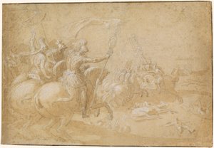 Guerriers romains antiques chevauchant au combat