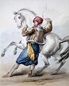 Un Persan essaie de maîtriser un cheval français - Antoine Charles Horace Vernet