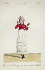 Une dame avec un chapeau levantin, une jupe à étages et une veste en velours, planche 6 de la série 