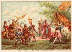 Philippe Auguste de France à Bouvines, 1214 (chromolithographie) - Antoine Charles Horace Vernet