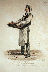 Le Vendeur de Gâteaux, numéro 1 de la série Les Cris de Paris, gravé par François Séraphin Delpech - Antoine Charles Horace Vernet