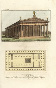 Élévation et plan du temple de Zeus ou Jupiter au mont Olympe - Antoine Chrysostome Quatremère de Quincy