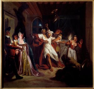Don Quichotte endormi combat les outres. L
