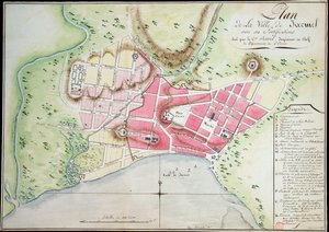 Plan de la ville de Jacmel avec fortifications - Antoine François Sorrel des Rivieres