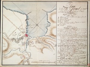 Environs de Jacmel, utilisé pour indiquer les lignes et les positions occupées pendant le blocus et les batteries établies pour construire les défenses assiégées - Antoine François Sorrel des Rivieres