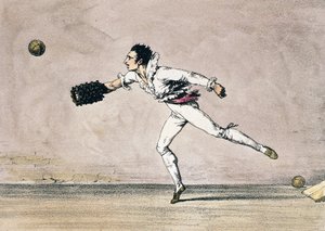Le jeu de balle, lithographie en couleur de Une année à Rome et ses environs