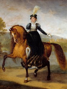 Portrait équestre de Catherine de Wurtemberg, épouse de Jérôme Bonaparte, reine de Westphalie. Peinture par Antoine Jean Gros - Antoine Jean Gros