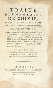 Page de titre de Traité Élémentaire de Chimie, Tome II, publié à Paris, 1789 - Antoine Laurent de Lavoisier